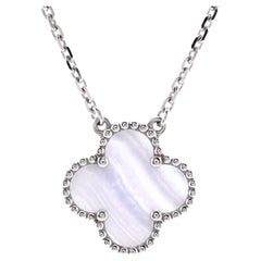 Van Cleef & Arpels Vintage Alhambra Pendant Necklace 18K White Gold