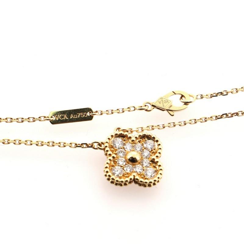 Van Cleef & Arpels Vintage Alhambra Pendant Necklace 18 Karat Gold and Diamond In Good Condition In New York, NY