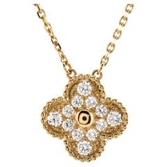 Van Cleef 
Arpels Vintage Alhambra Pendant Necklace 18K Yellow Gold and Diamond