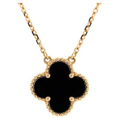 Van Cleef 
Arpels Vintage Alhambra Pendant Necklace 18k Yellow Gold and Onyx