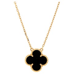 Van Cleef & Arpels Collana Vintage Alhambra in oro giallo 18 carati e onice