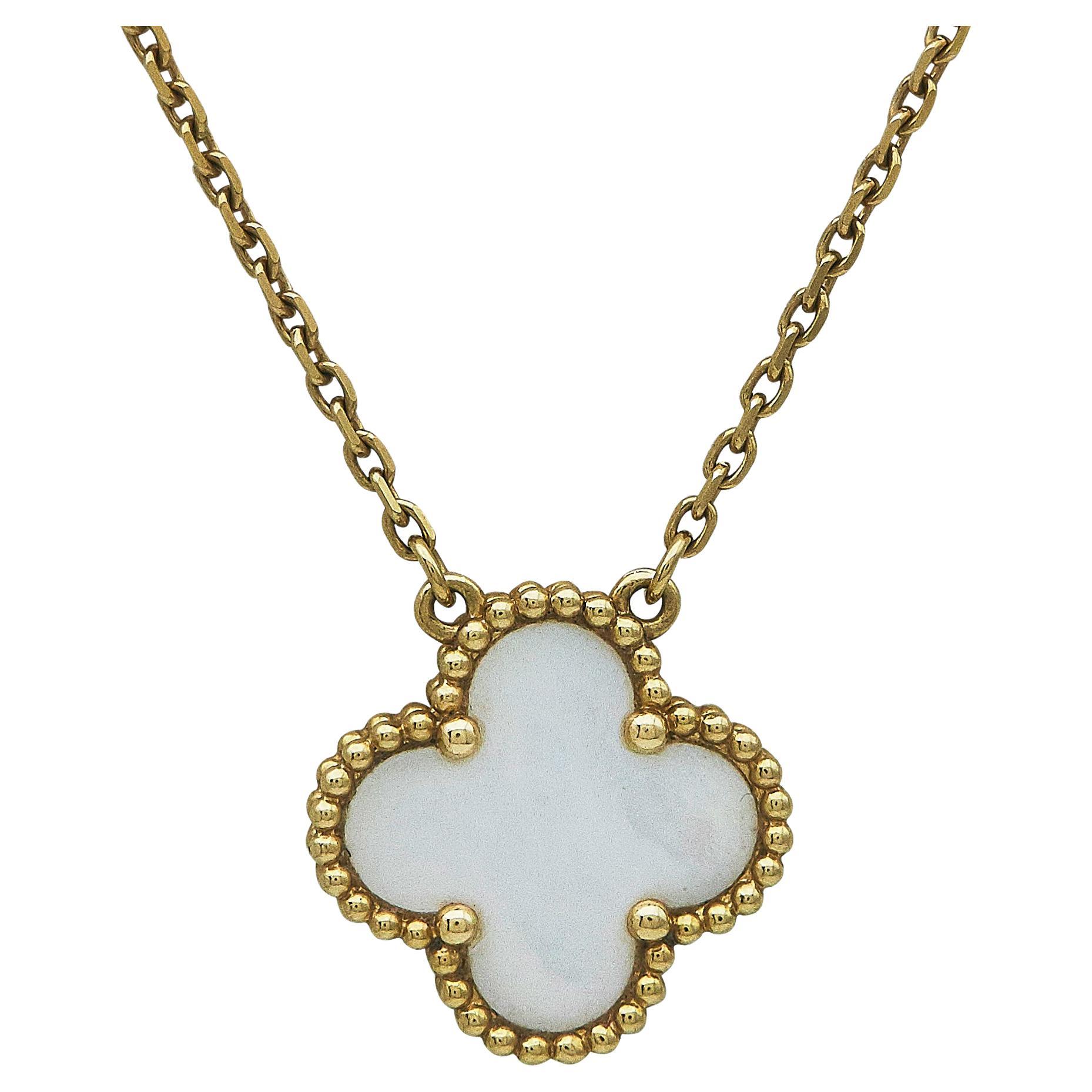 Van Cleef & Arpels Vintage Alhambra  Pendant Necklace 18K Yellow Gold MOP