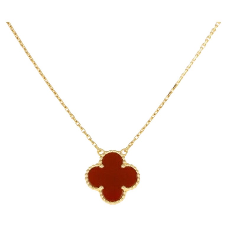 VAN CLEEF & ARPELS Vintage Alhambra Pendant/ Necklace Carnelian YG -  Timeless Luxuries