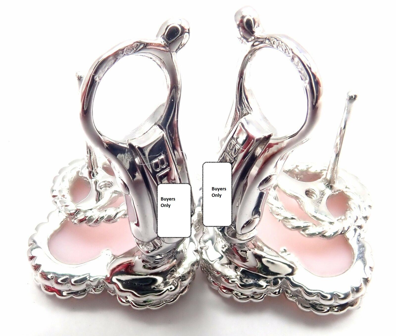 Van Cleef & Arpels Vintage Alhambra Pink Opal White Gold Earrings 1