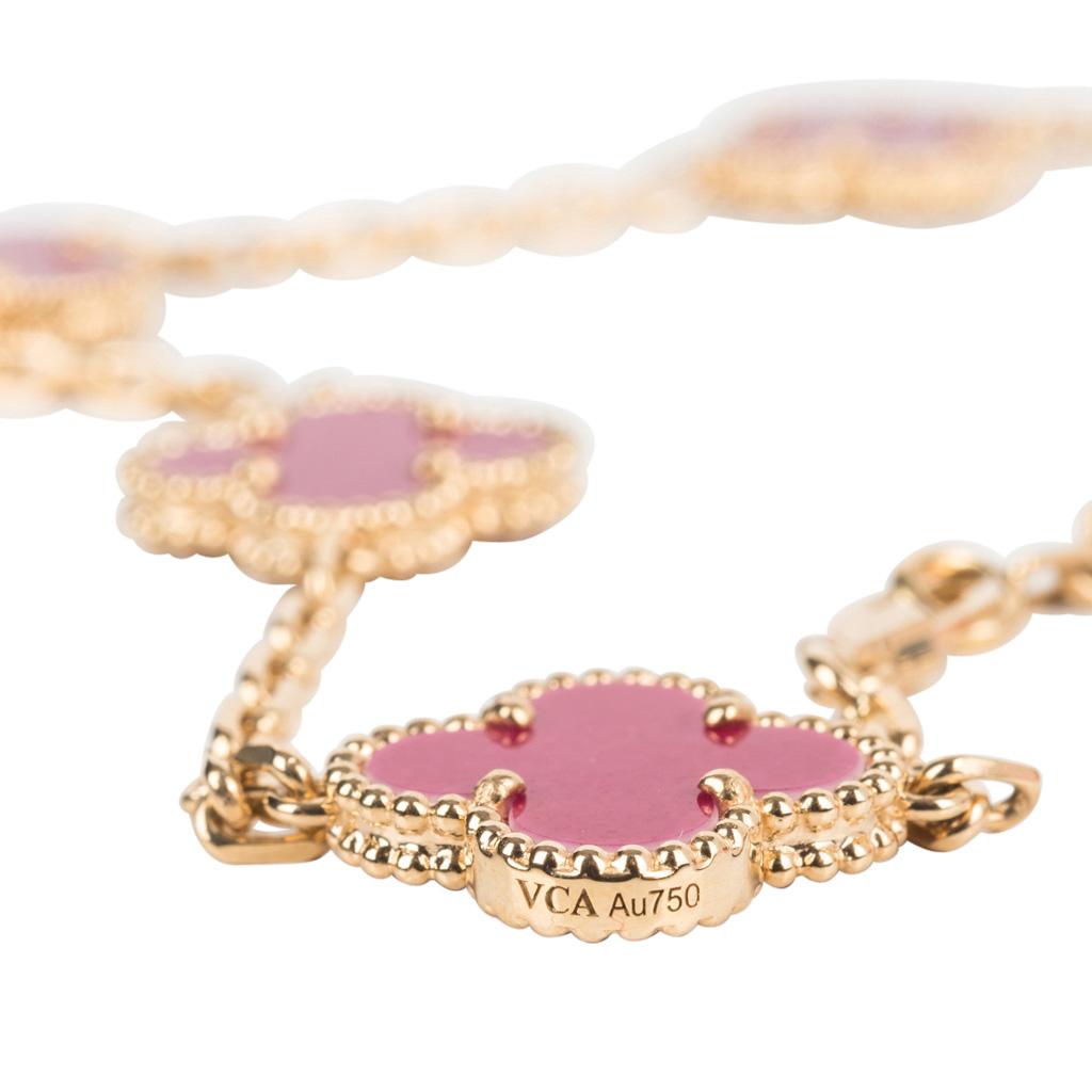 Women's Van Cleef & Arpels Vintage Alhambra Pink Porcelain De Sevres 20 Motif Necklace