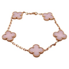 Van Cleef & Arpels Vintage Alhambra Rosa Porzellan Rare 18K Rose Gold-Armband