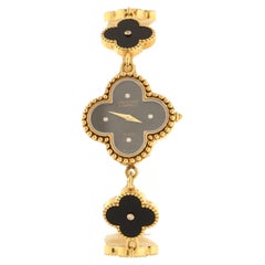 Van Cleef & Arpels Vintage Alhambra Quartz Watch Yellow Gold and Onyx 26
