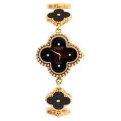 Van Cleef & Arpels Vintage Alhambra Quartz Watch Yellow Gold and Onyx