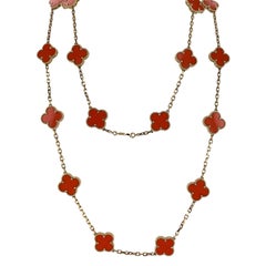 Van Cleef & Arpels Vintage Alhambra Rare Coral 20 Motif Vintage 18KYG Necklace
