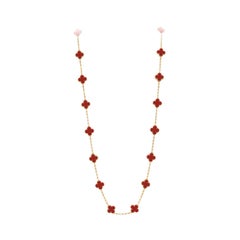 Van Cleef & Arpels Vintage Alhambra Red Carnelian 20 Motif 18k Gold Necklace