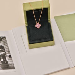 Van Cleef & Arpels Vintage Alhambra Rhodonite Diamond 2021 Holiday Pendant