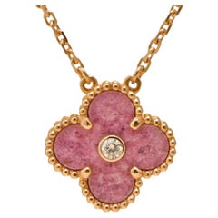 Van Cleef & Arpels Vintage Alhambra Rhodonite Diamond 2021 Holiday Pendant