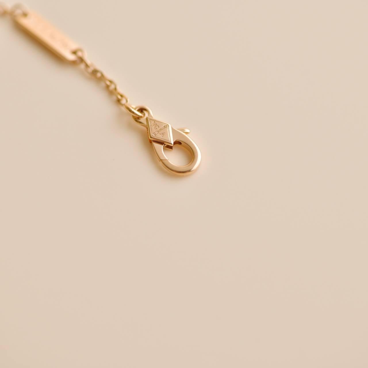 Van Cleef & Arpels Vintage Alhambra Rhodonite Diamond Rose Gold Holiday Pendant 3