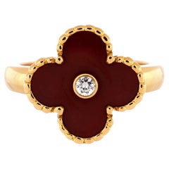 Van Cleef & Arpels Vintage Alhambra Ring 18k Yellow Gold with Carnelian a