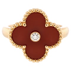 Van Cleef & Arpels Vintage Alhambra Ring 18K Yellow Gold with Carnelian