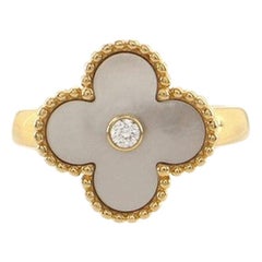Van Cleef 
Arpels Vintage Alhambra Ring 18K Yellow Gold with Mother of Pearl