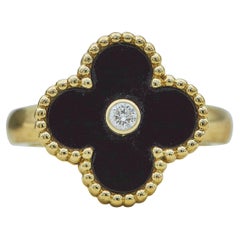 Van Cleef & Arpels Anillo Alhambra Vintage 18K YG Diamante Ónice Talla 49,5