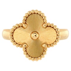 Van Cleef & Arpels Vintage Alhambra Ring Guilloche 18K Yellow Gold