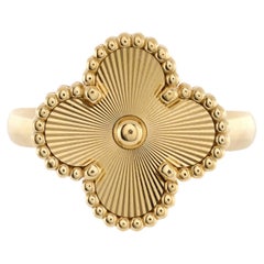 Van Cleef & Arpels Vintage Alhambra Ring Guilloche 18K Yellow Gold