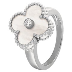 Van Cleef & Arpels Vintage Alhambra Ring in 18k Gold Diamond Mother of Pearl