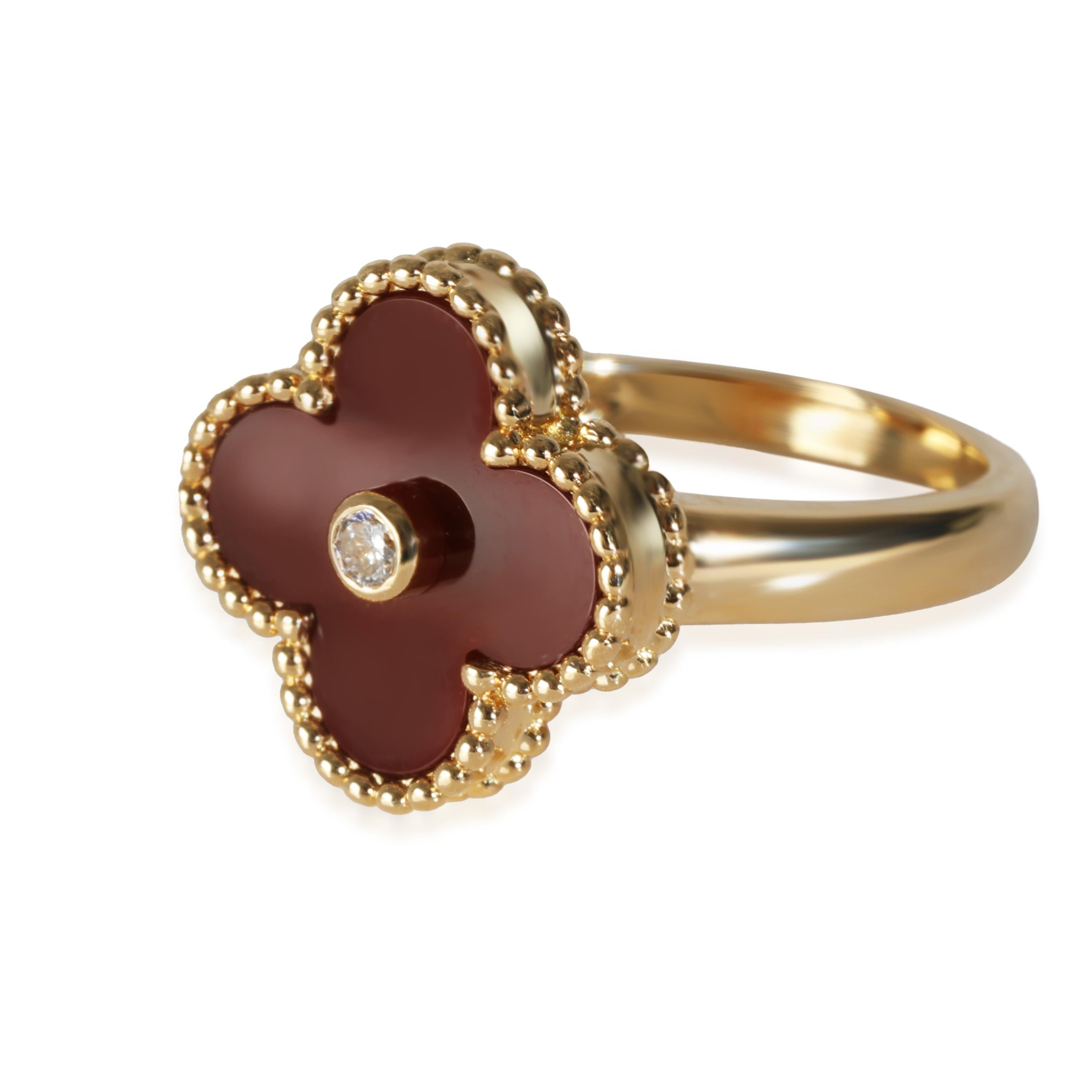 Van Cleef & Arpels Vintage Alhambra Ring mit Karneol in 18K Gelbgold, .05 Damen im Angebot
