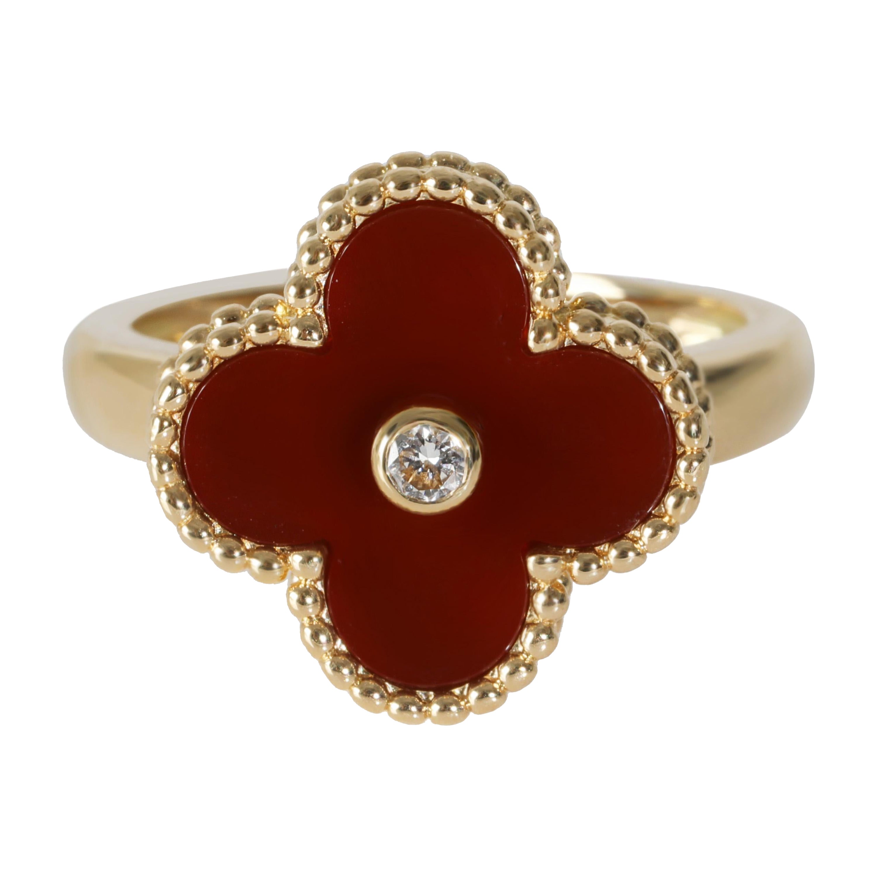 Van Cleef & Arpels Vintage Alhambra Ring mit Karneol in 18K Gelbgold, .05 im Angebot