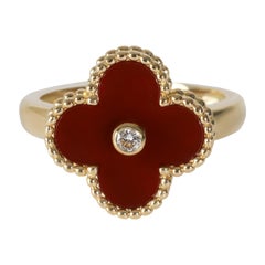 Van Cleef & Arpels Vintage Alhambra Ring With Carnelian In 18K Yellow Gold, .05