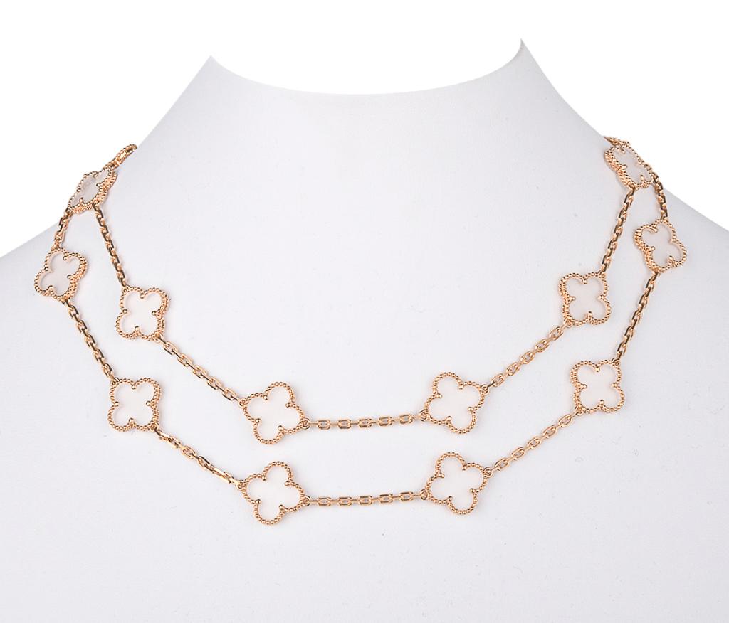 Women's Van Cleef & Arpels Vintage Alhambra Rock Crystal 20 Motif Necklace Very Rare For Sale