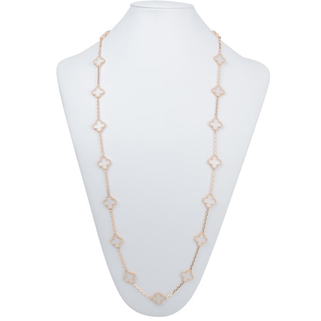 Van Cleef & Arpels Vintage Alhambra Rock Crystal 20 Motif Necklace Very Rare 4