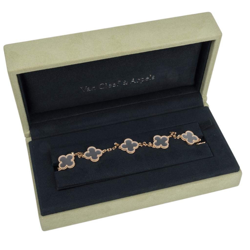 Women's Van Cleef & Arpels Vintage Alhambra Rock Crystal Yellow Gold Bracelet Rare