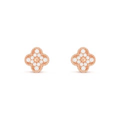 Van Cleef & Arpels Vintage Alhambra Rose Gold and Diamonds Earrings