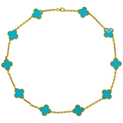 Van Cleef & Arpels Vintage Alhambra Ten Motif Turquoise Necklace