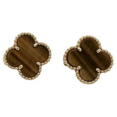 Van Cleef & Arpels Vintage Alhambra Tigerauge-Ohrringe aus 18 Karat Gelbgold