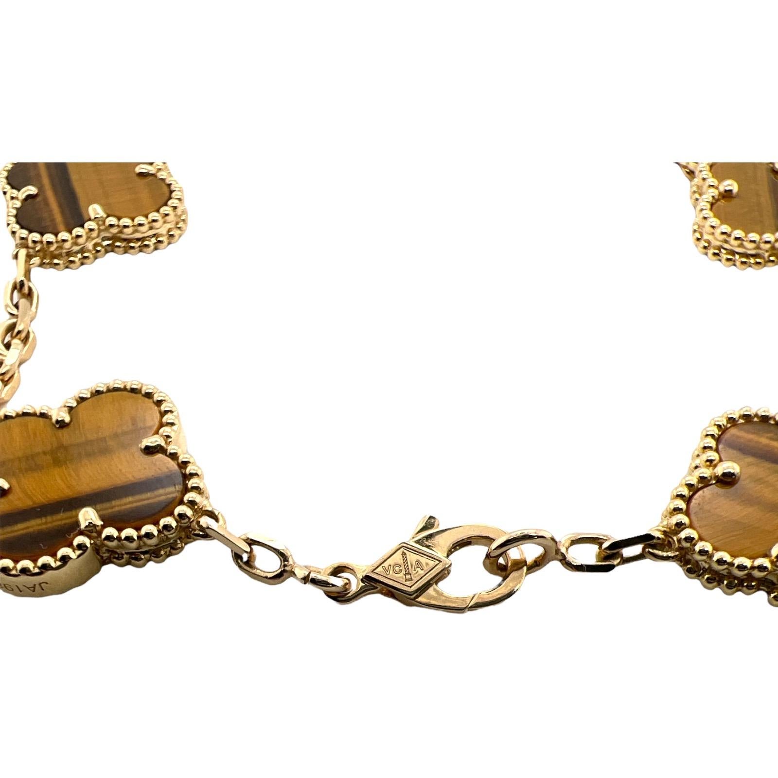 Van Cleef & Arpels Vintage Alhambra Tigerauge 18K Gelbgold Gliederarmband (Cabochon)