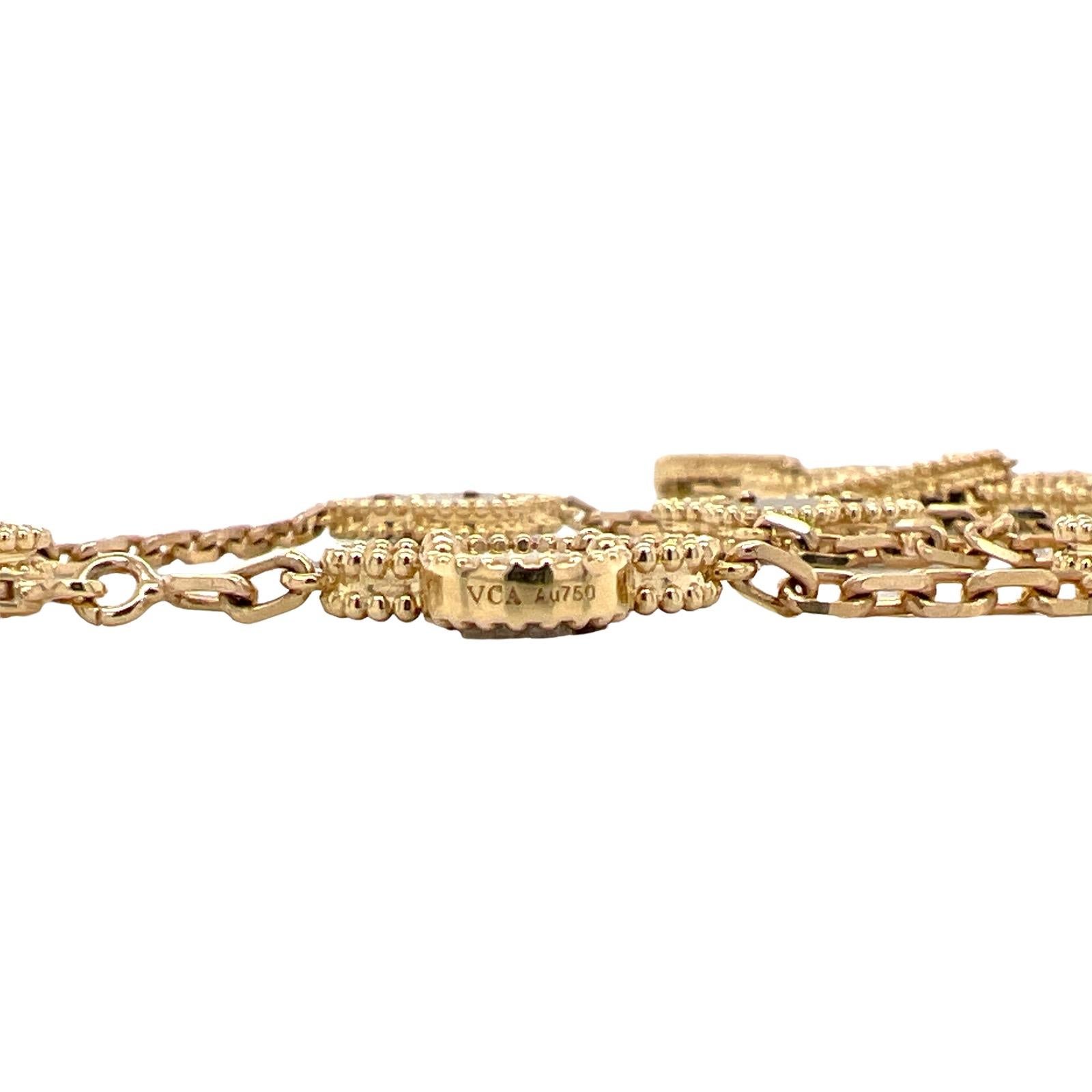 Van Cleef & Arpels Vintage Alhambra Tiger's Eye 18K Yellow Gold Link Necklace 1