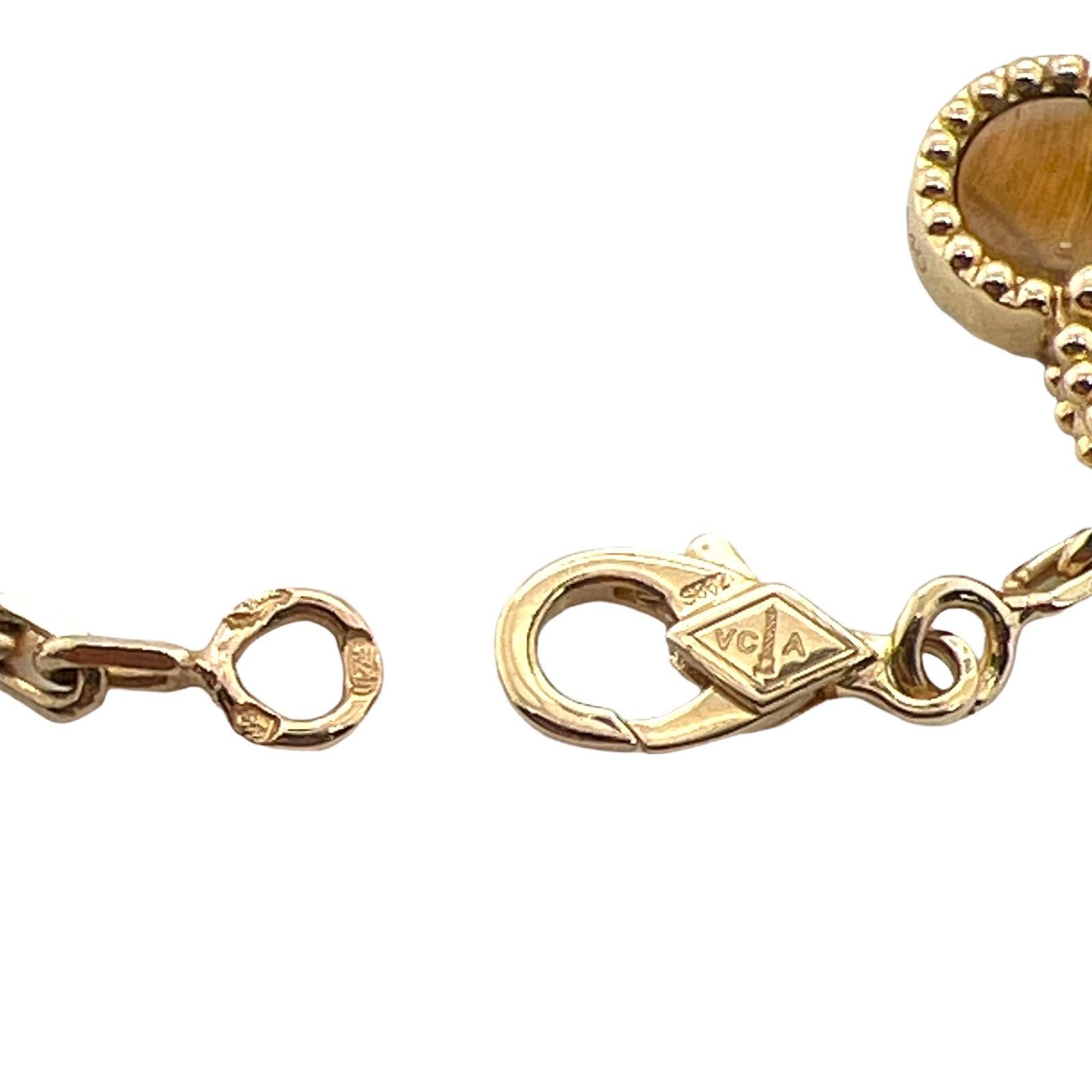 Women's Van Cleef & Arpels Vintage Alhambra Tiger's Eye 18K Yellow Gold Link Necklace