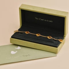 Van Cleef & Arpels Bracciale vintage Alhambra Occhio di Tigre a 5 motivi in oro giallo 18 carati