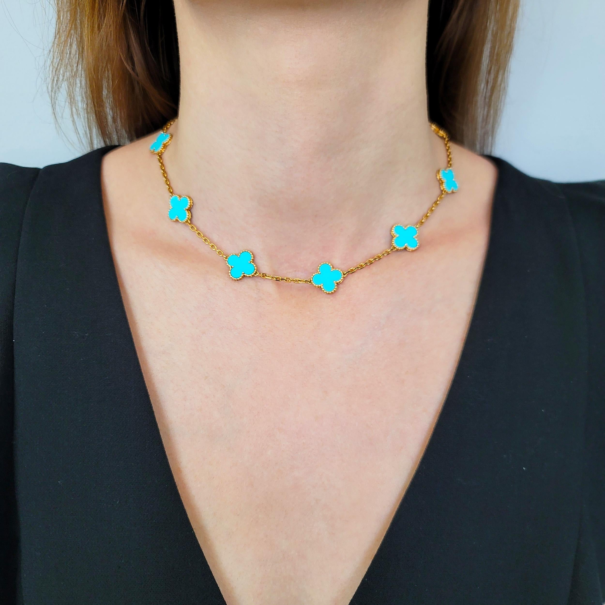 Taille ronde Van Cleef & Arpels Vintage Alhambra Turquoise 10 Motif