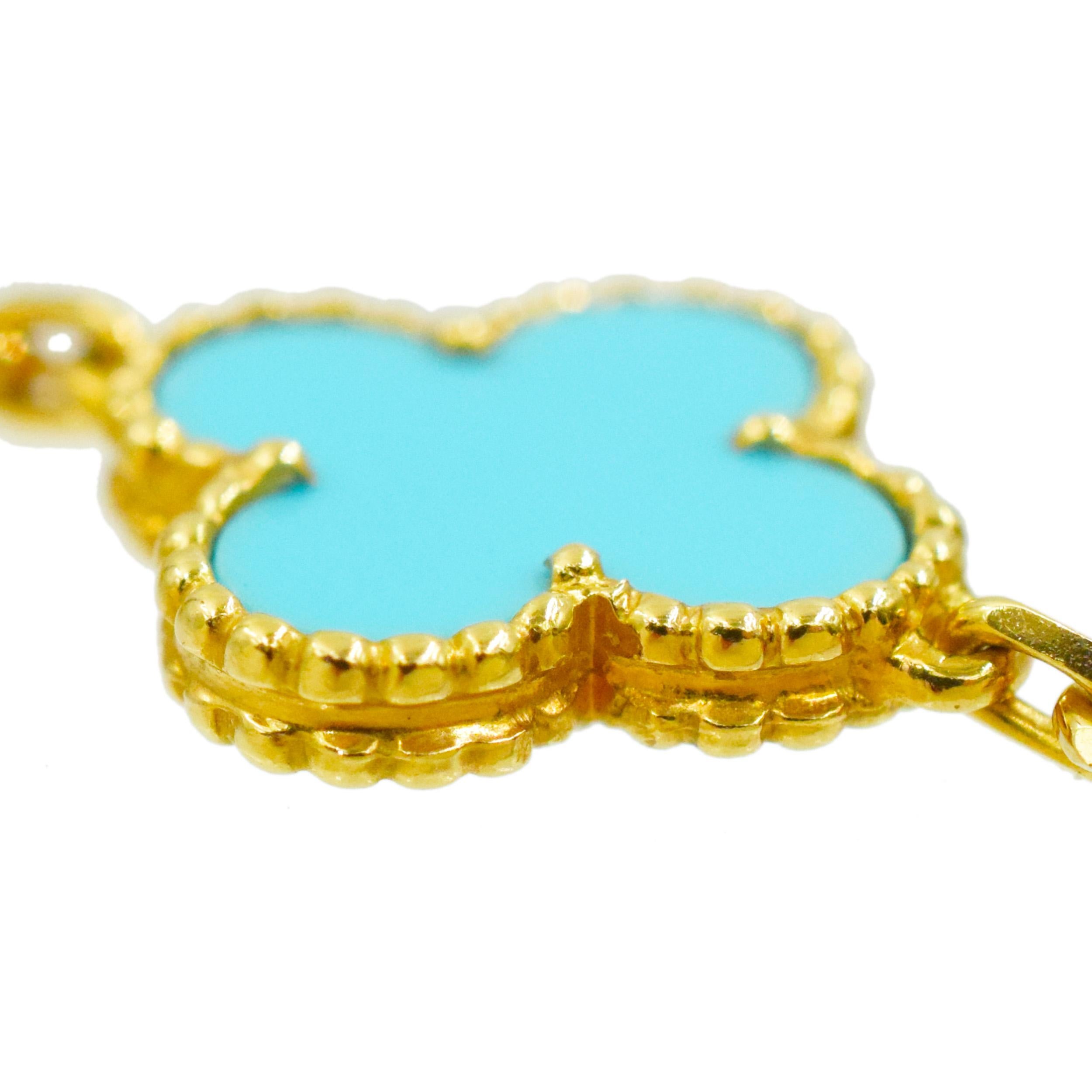 Van Cleef & Arpels Vintage Alhambra Turquoise 10 Motif Excellent état à New York, NY