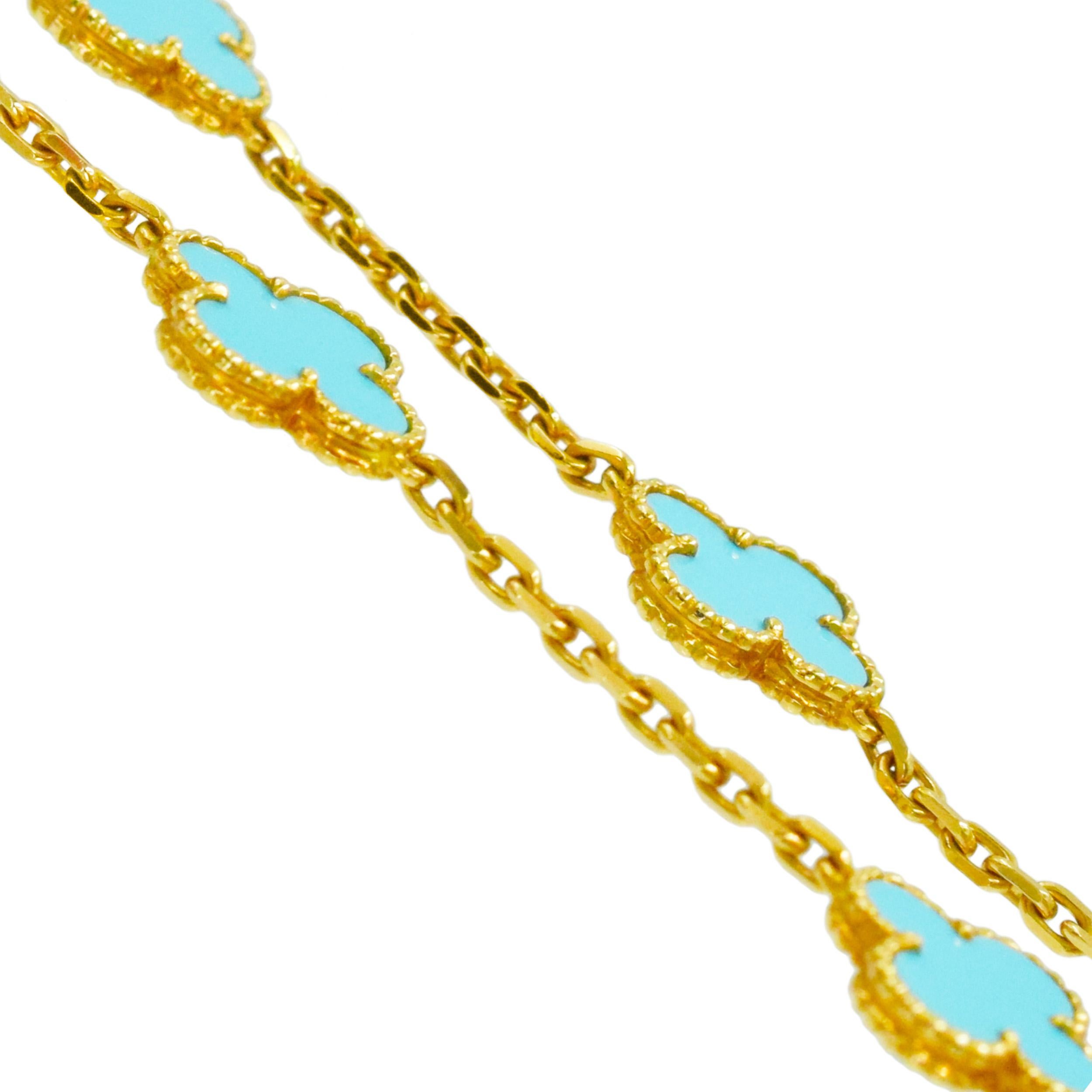  Van Cleef & Arpels Vintage Alhambra Turquoise 10 Motif Pour femmes 
