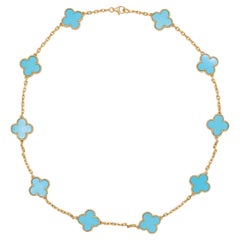 Van Cleef & Arpels   Vintage Alhambra Turquoise 10 Motif Necklace