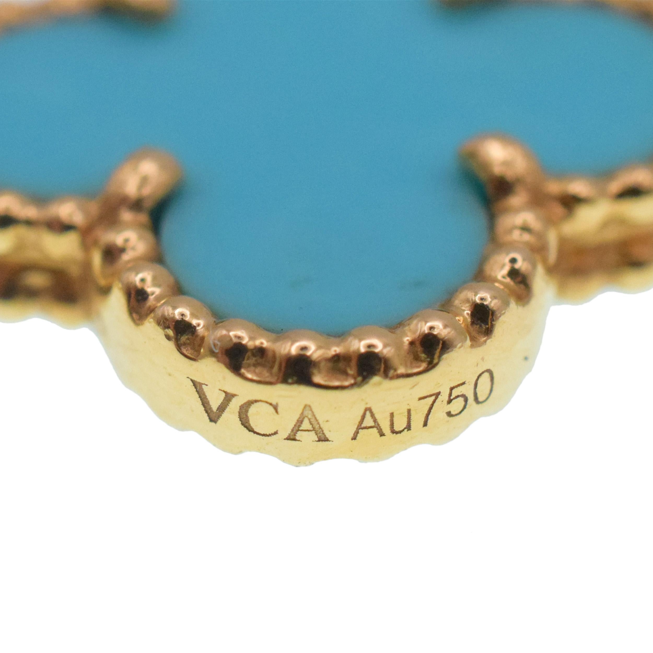 Van Cleef & Arpels   Collier Vintage Alhambra Turquoise 10 Motifs en vente 1