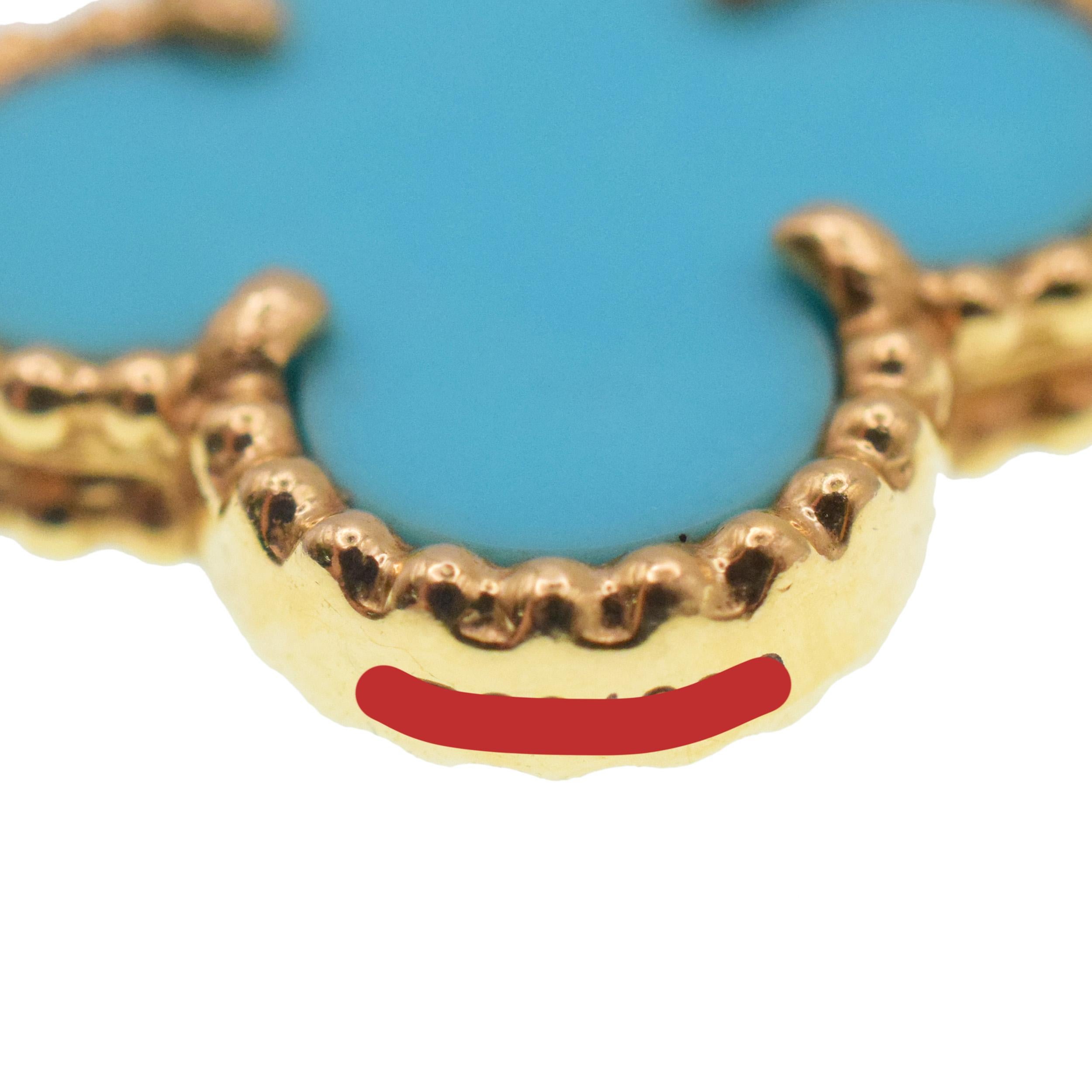 Van Cleef & Arpels   Collier Vintage Alhambra Turquoise 10 Motifs en vente 3
