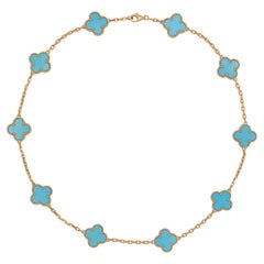 Van Cleef & Arpels   Collier Vintage Alhambra Turquoise 10 Motifs