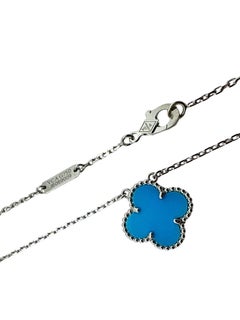 Van Cleef & Arpels Vintage Alhambra Turquoise 18K White Gold Pendant Necklace