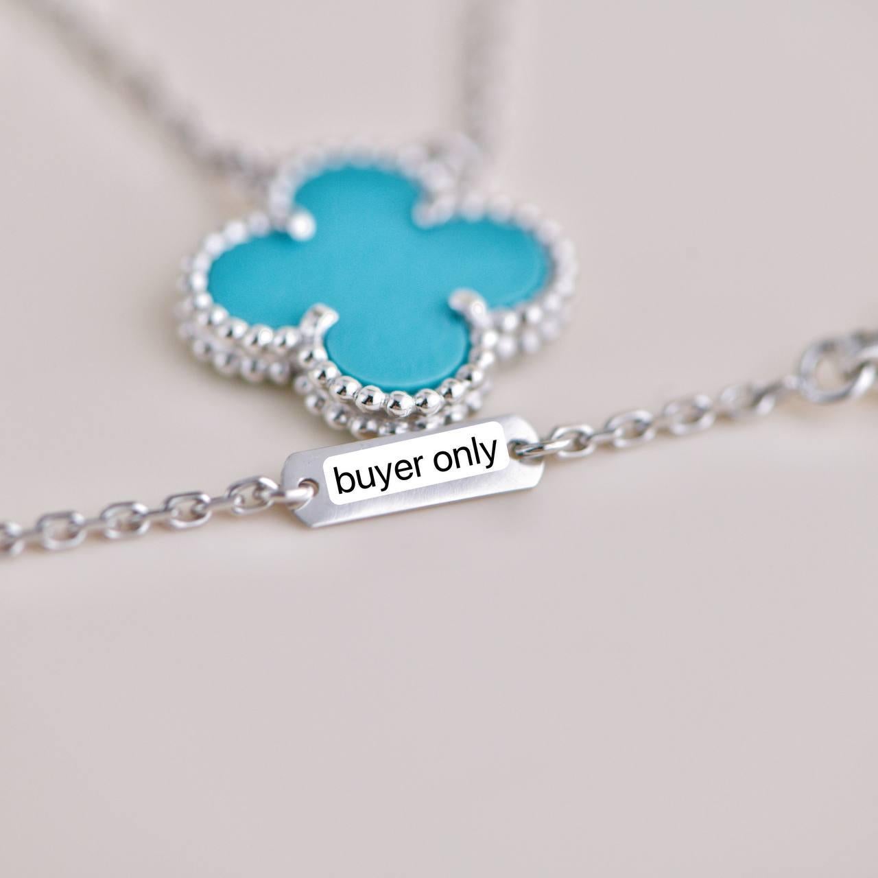 Van Cleef & Arpels Vintage Alhambra Turquoise 18K White Gold Pendant Necklace 1