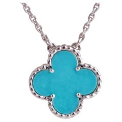 Collar Colgante Van Cleef & Arpels Vintage Alhambra Turquesa Oro Blanco 18K