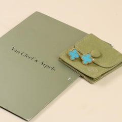 Van Cleef & Arpels Vintage Alhambra Turquoise 18K Yellow Gold Earrings