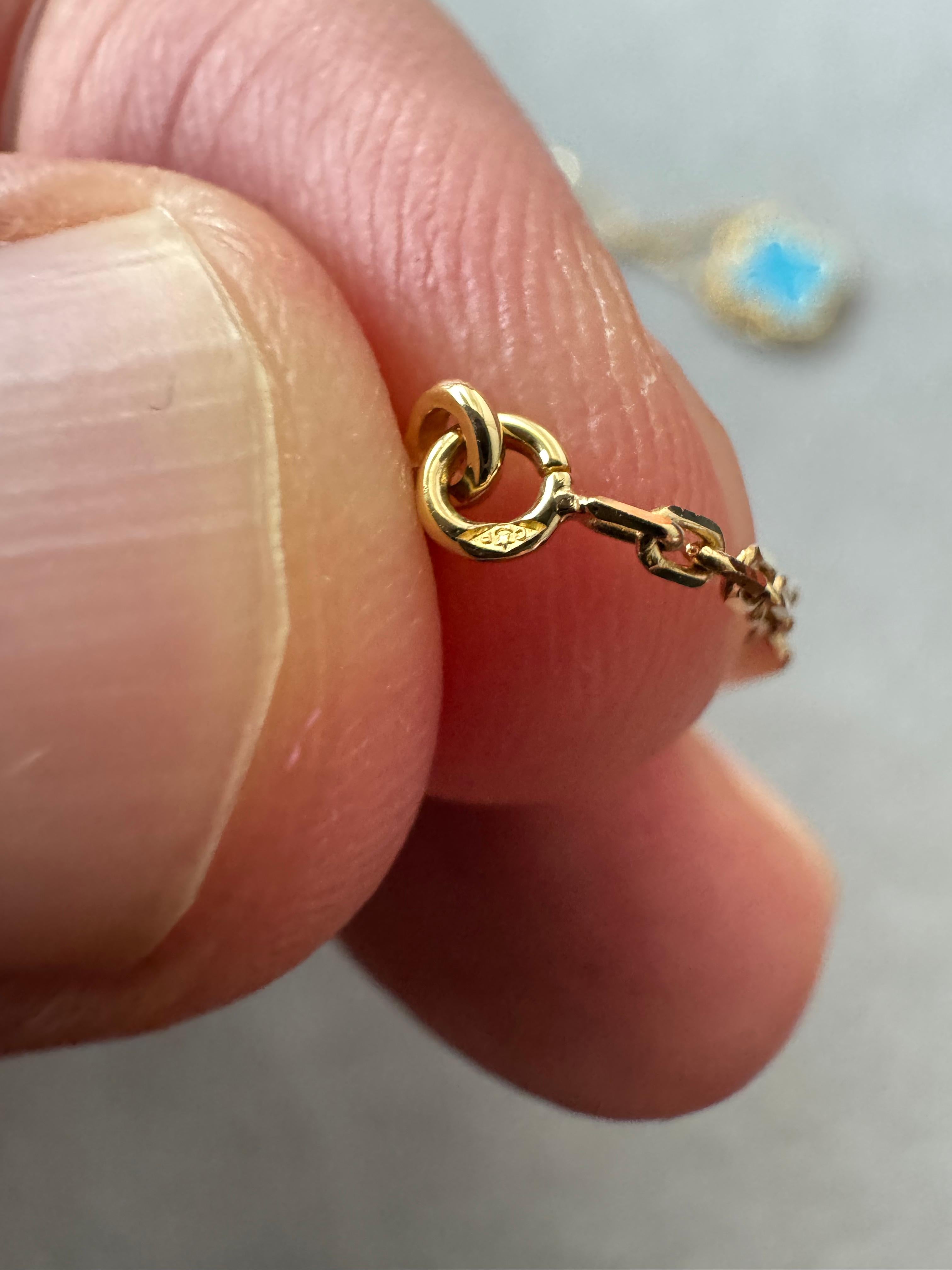 Van Cleef & Arpels Vintage Alhambra Turquoise 18K Yellow Gold Necklace Pendant 10