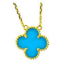 Van Cleef & Arpels Vintage Alhambra Turquoise and 18 Karat Gold Pendant